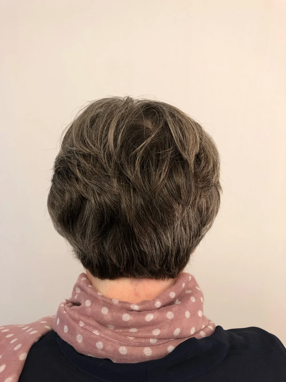 Short, tousled crop.