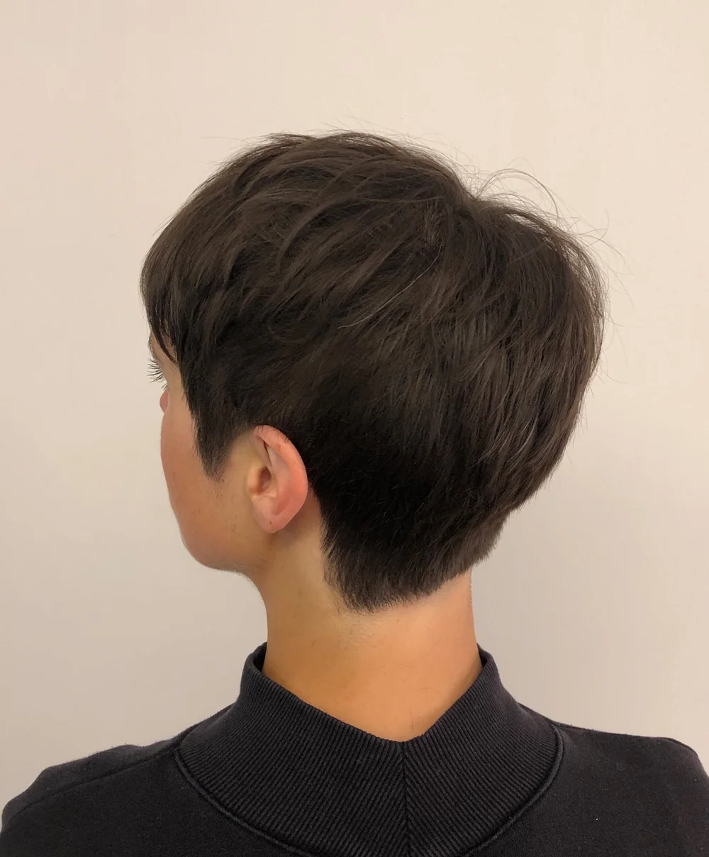 Short, tousled crop.